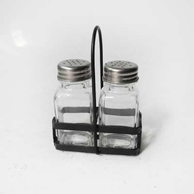 3.2oz 2pcs Small Glass Spice Containers Holder Set with Whole Black Lid