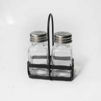 3.2oz 2pcs Small Glass Spice Containers Holder Set with Whole Black Lid