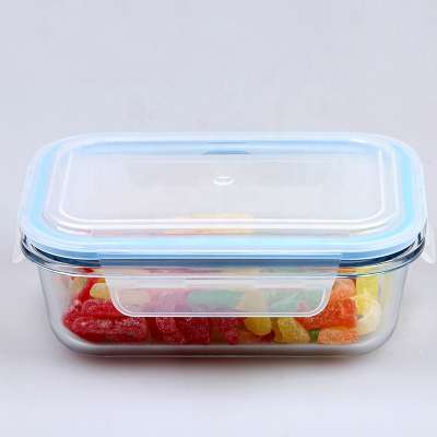 Heat Resistant Pyrex Glass Containers for Lunch and Fresh Fruit Cuisine with Lock Lid