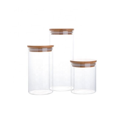 1500ml 1000ml 750ml Borosilicate Glass Sealed Jar with Wooden Bamboo Cork Lid