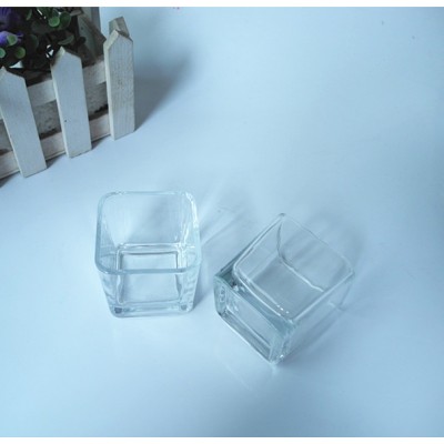 square cube transparent hot sale glass candle holder/Glass vase