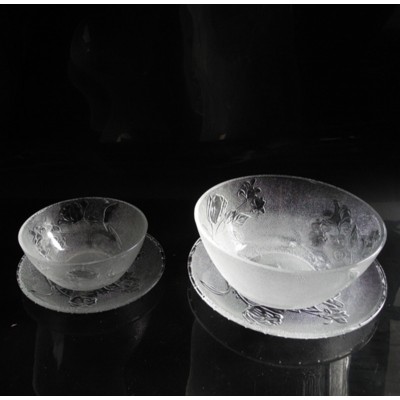 Eco-friendly Round Clear Glass Dinnerware Plate bowls Set