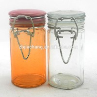 Clear glass jar locking lid with ceramic lid