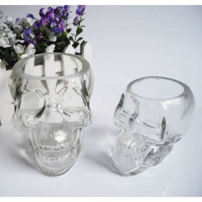 clear unique skull shaped ornament glass candle container