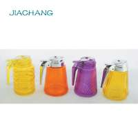 clear cylinder glass edible oil dispenser jar with plastic handle cap