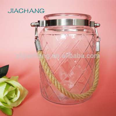 wide mouth rope handle wire reed diffuser glass jar