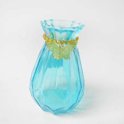 sky blue color modern small glass vases