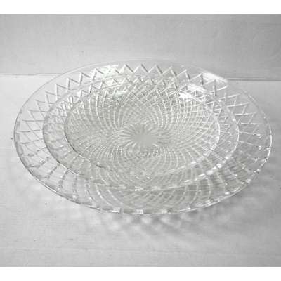 checkered diamond cheap clear glass charger plate