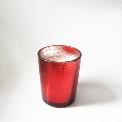 light red crystal style mercury glass candle cup