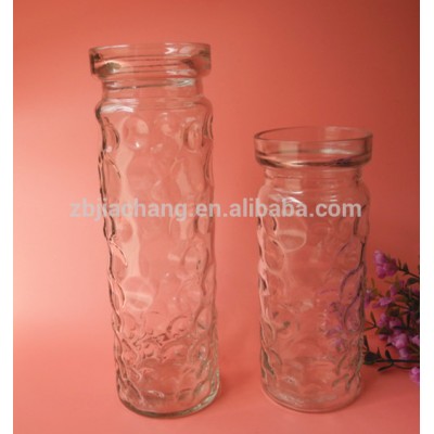 clear relief pillar glass flower pot