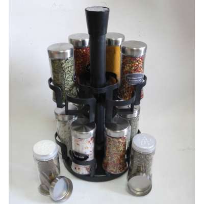 Spice Rack 16 Jar spice organizer, Rotating Spice Holder Shelf For Kitchen Cabinet Organizer