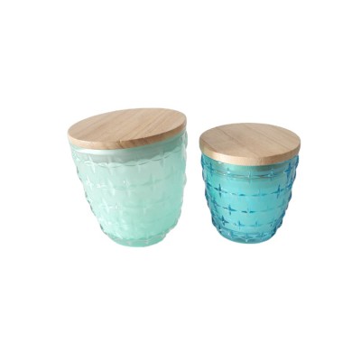 beautiful glass candle jars with wooded lid