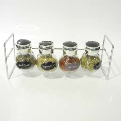 Mixed Herb Spice Filled Glass Bottle Shaker Set with Spice Name Sticker on The Body