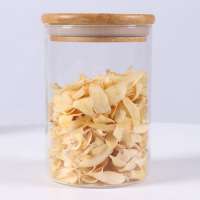 Wholesale Cheap 1770ml 1200ml 900ml 500ml Cylindrical Glass Food Storage Jar Glass with Wooden bamboo Lid  and spoon