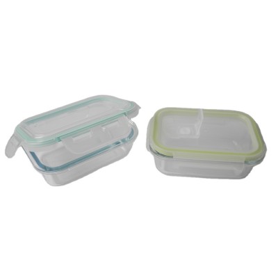 glass food container set with seal lid heat-resisting glass Round shape heat-resisting glass container