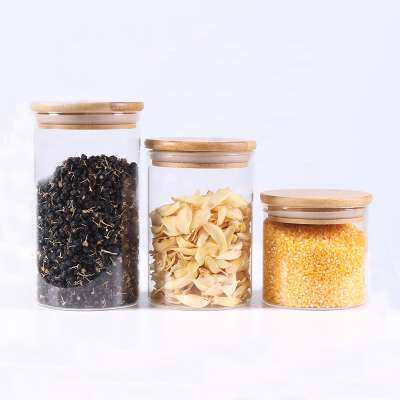 Perfect Surface Straight Sided Glass Jars with Sealed Bamboo Cover