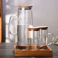 Large 1300ml coffee  water borosilicate glass pitcher with drinking cup