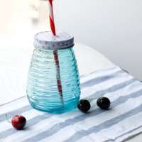 600ml sprayed color glass drinking jar , ice cold drink glass mason jars with straw