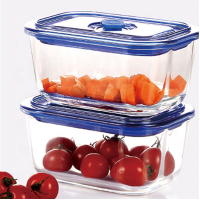 Rectangular Square High Borosilicate Pyrex Heat Resistant Vaccum Glass Food Container with AS lid