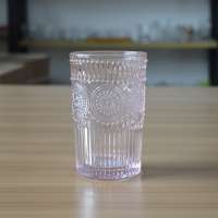 Wholesale North European style pink color long drink glass cup for hot drink/cold drink