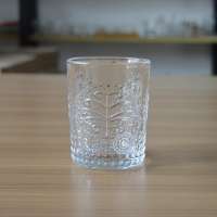 New products bar glassware Christmas tree embossed glass tumbler for drinking whisky/hot drink/cold drink